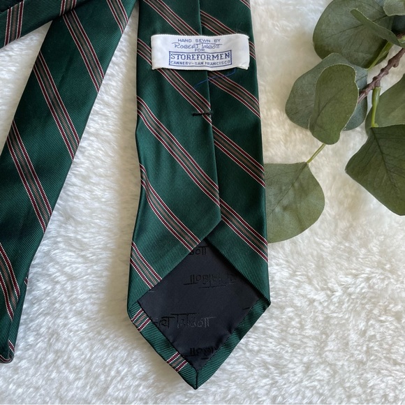 Robert Talbott Dark Green Diagonal Striped Neck Tie - Picture 3 of 10